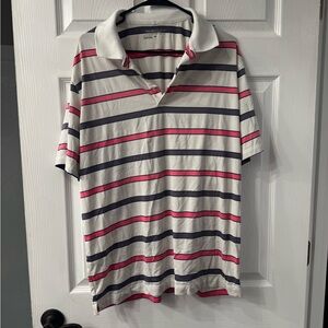Nike Striped Polo Shirt - White, Pink, and Blue
